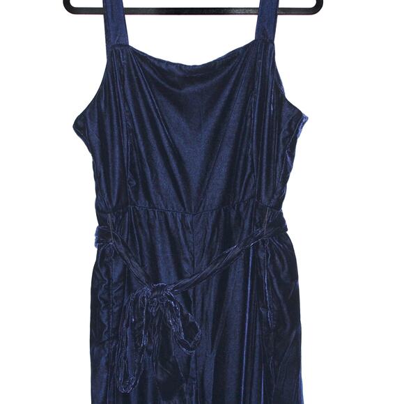 GAP Navy Blue Velvet Apron Wide-Leg Jumpsuit Size 14 NWT - Picture 6 of 8